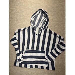 Paper Crane Striped Lightweight Long Sleeve Hoodie Small Coastal Beach Casual